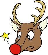 cartoon deer head with red nose