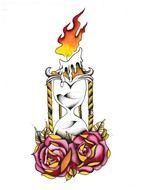 Candle on the time and roses clipart