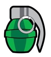painted green battle grenade
