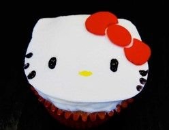 photo of cupcake with the image of Hello Kitty