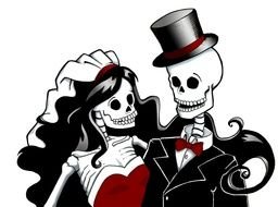 skeletons in the form of a bride and groom