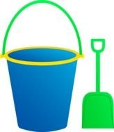 bucket for a sandbox and a shovel