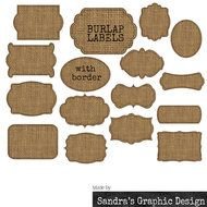 Clip Art Burlap Tags With 16 Black Border