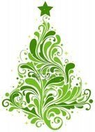 green Abstract Christmas Tree, drawing