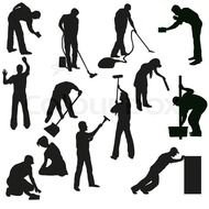 Clip art of house cleaners silhouettes