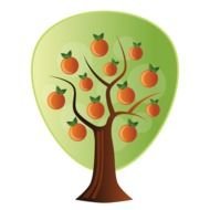 drawing of a green tree with fruits
