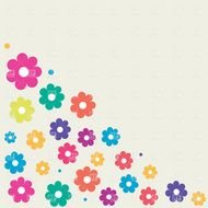 background with colorful Cartoon Flowers Grouped In A Corner