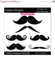 40 Off Sale Mustache Digital Whimsical Silly Hair