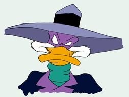 drawing of a duck character in a black cloak