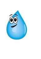 cartoon drop of water with oval eyes