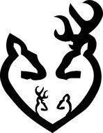 Browning Heart Decal Black drawing