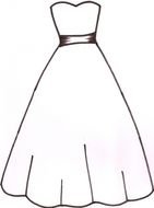 black and white drawing of a ball gown