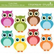 Cute Owl Cartoon Owls Set