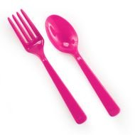pink cutlery on a white background