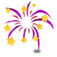 drawing of fireworks with yellow stars