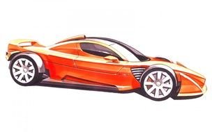 Drawing of Orange Supercar