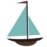 boat with blue sails