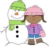 Girl With Snowman Little Wearing Pink And Purple Winter