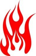 red flame of fire on a white background