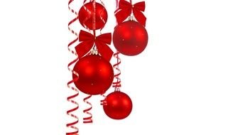 red christmas toys with bows and serpentine