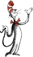 Cat In The Hat from Alice in Wonderland holds his tail, drawing