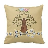 Gender Neutral Lovebirds & Ladybugs Baby Shower Throw Pillow