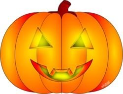 illuminated Halloween pumpkin, drawing