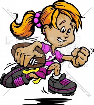 Cartoon Girl Playing Football Powderpuff