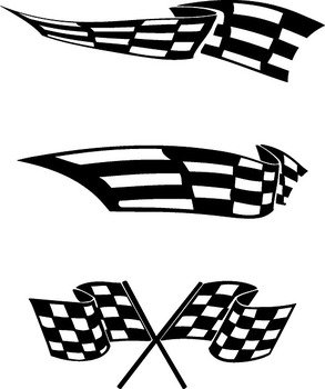 painted black and white finishing flags