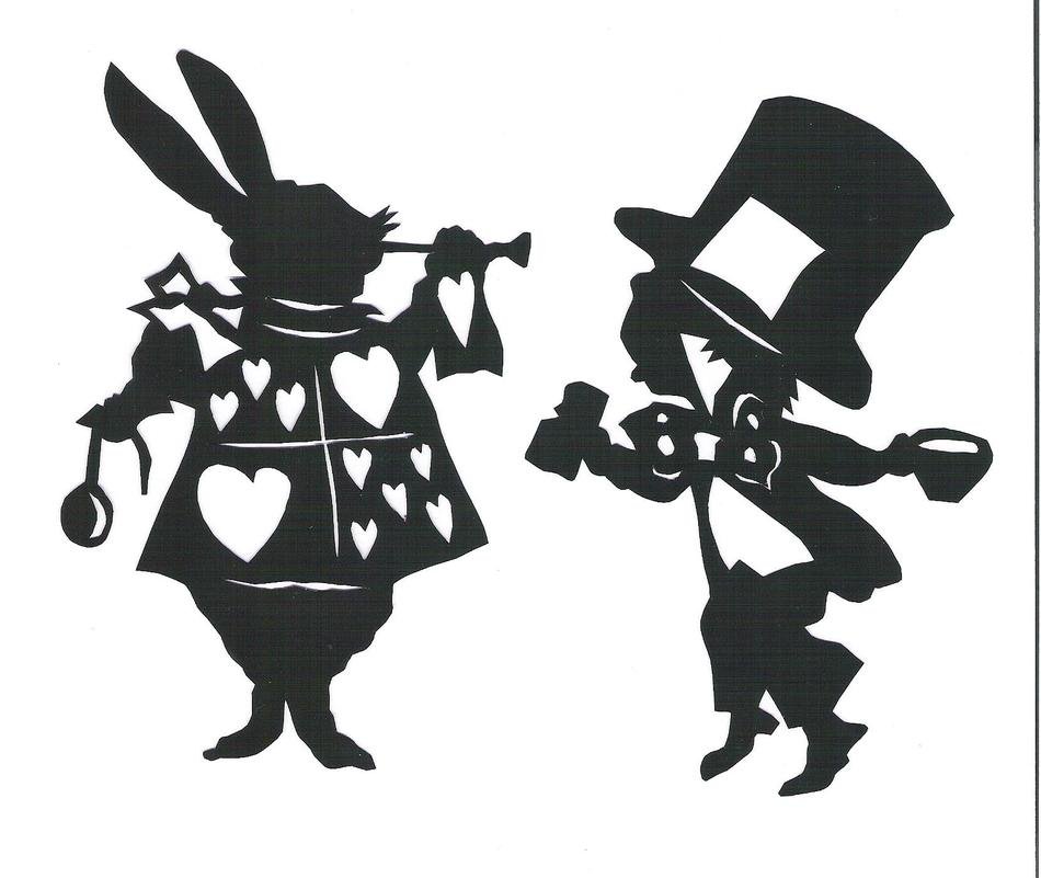 Clip art of the Alice white rabbit silhouettes