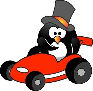 Penguin In Sportscar clipart