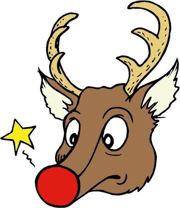 cartoon deer head with red nose