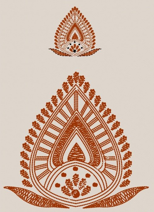 two indian patterns on gray background