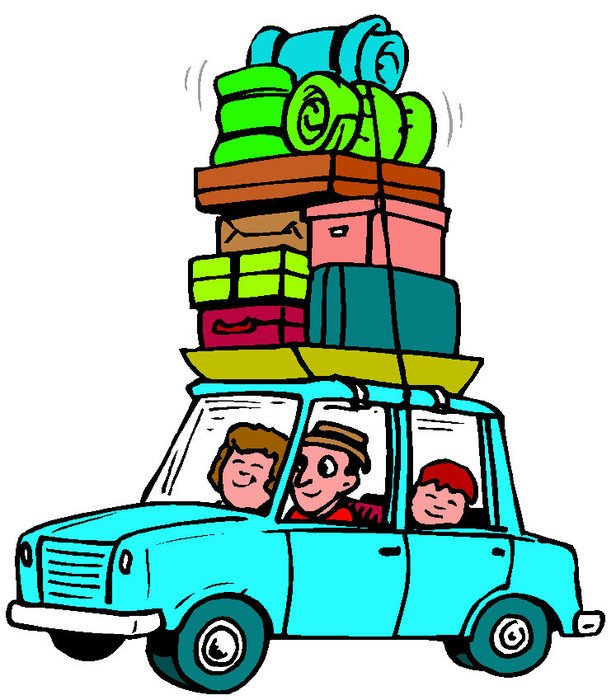 turquoise car with luggage as a picture for clipart