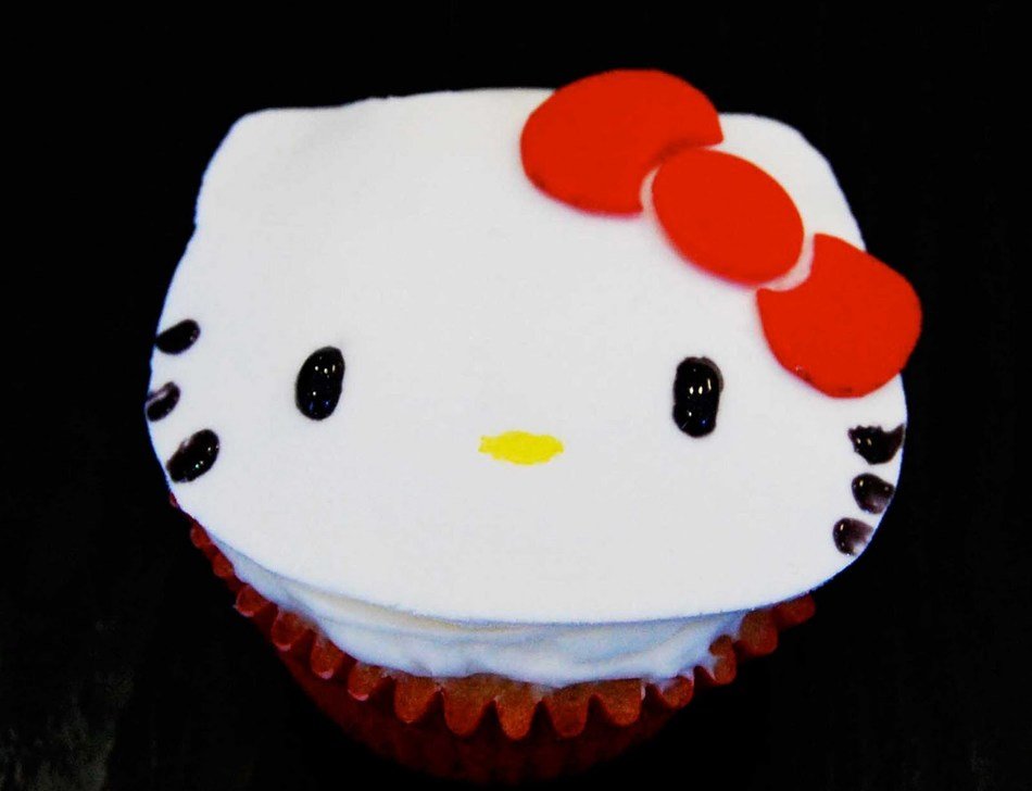 photo of cupcake with the image of Hello Kitty
