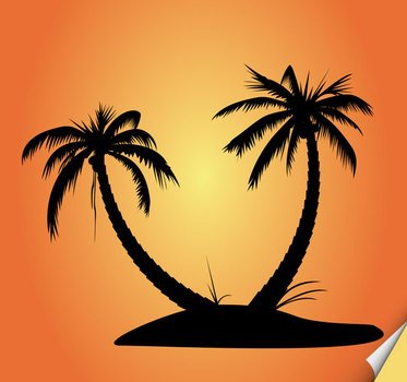Palmtree Island Silhouette Vector Tree Vectors Brushes