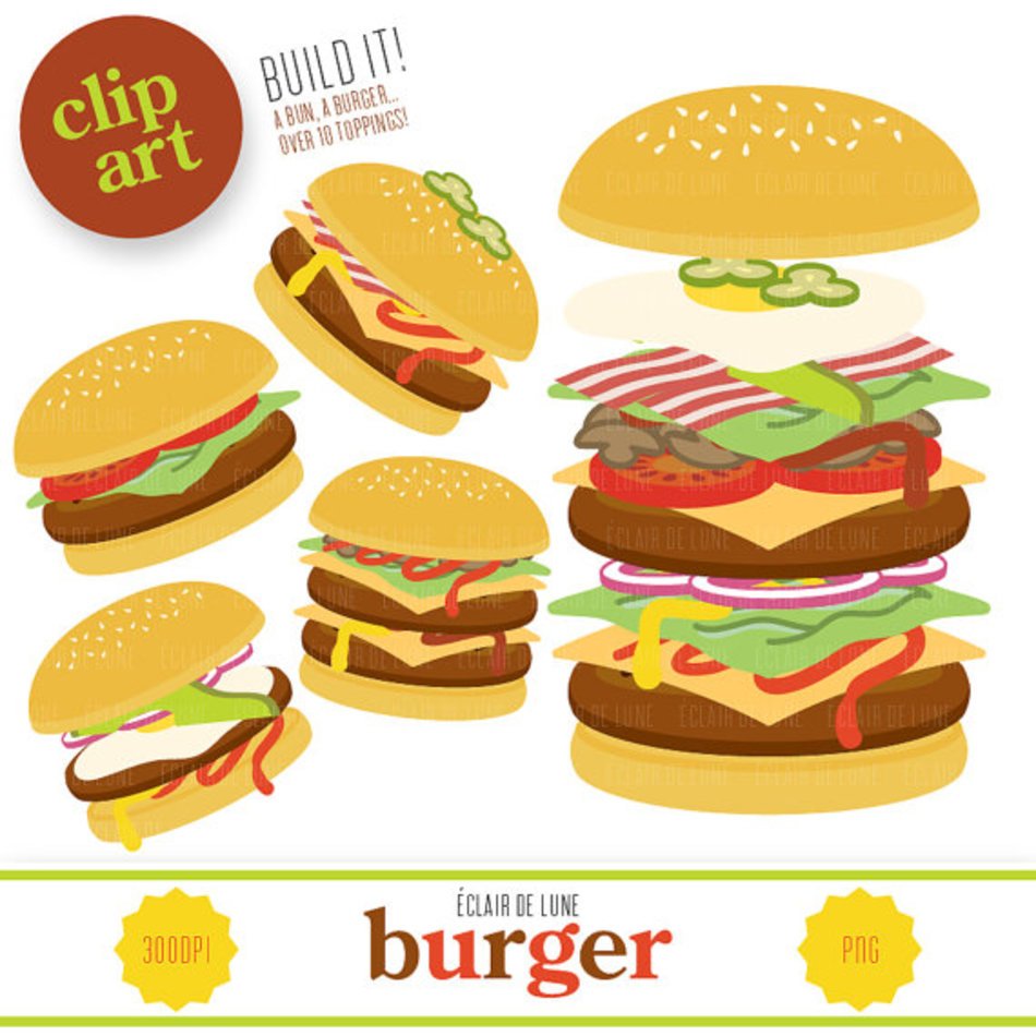 painted burgers with various fillings