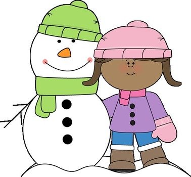 Girl With Snowman Little Wearing Pink And Purple Winter