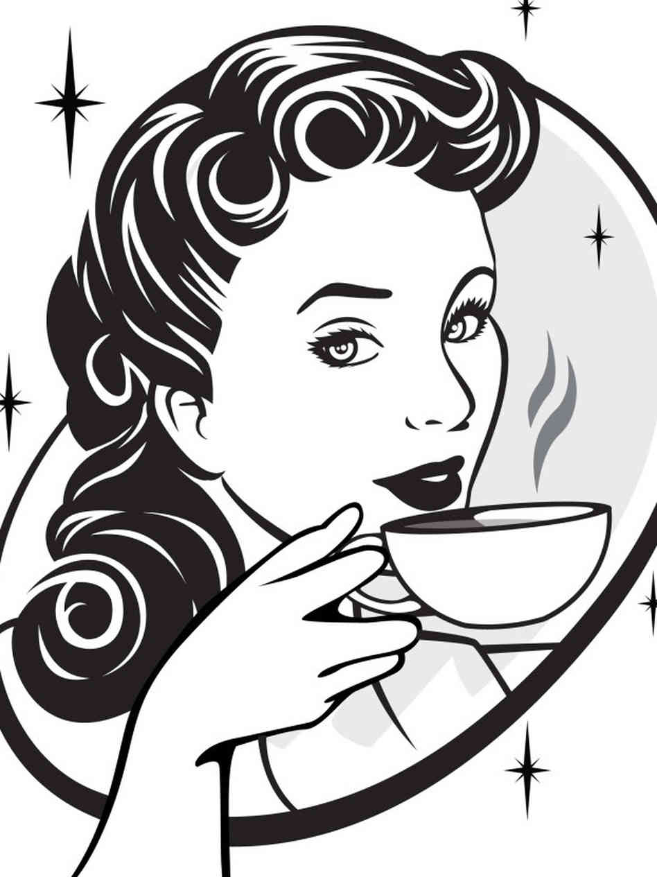 Portrait of a vintage girl with a cup of coffee free image download