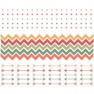 multicolored broken lines, dots and arrows