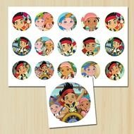 Jake The Neverland Pirate 1 Circle Bottle Cap Stickers Magnets