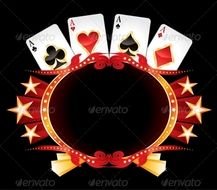 Cards With Poker Symbols Over Vintage Gold Frame