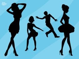 Clipart of Dancing women Silhouettes