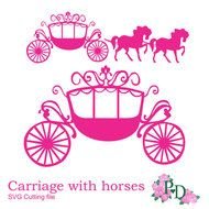Svg Dxf Princess Carriage Horse Cutting Digital Instant Download