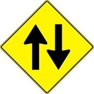 Yellow Road Sign Two Way Traffic Is Free Vector