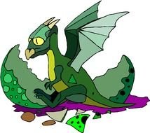 green dragon is hatched from an egg