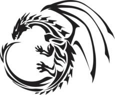 drawn gray dragon on a black background