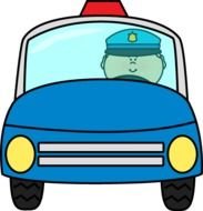 drawn cartoon policeman in a car