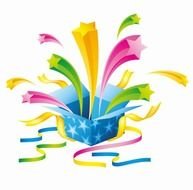 Exploding Gift Box With Colorful Star For Celebration Free Vector