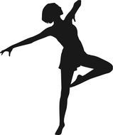 black silhouette of a ballerina on a white background